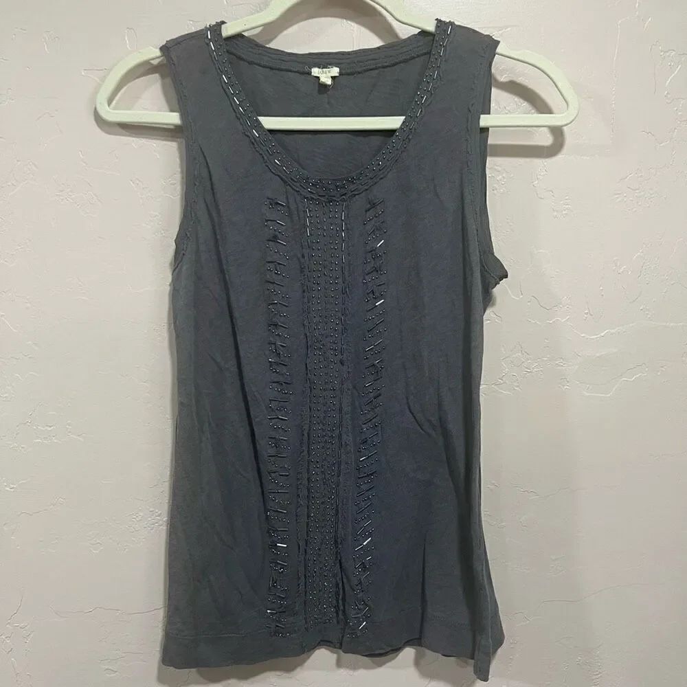 J. Crew grey Beaded Tank